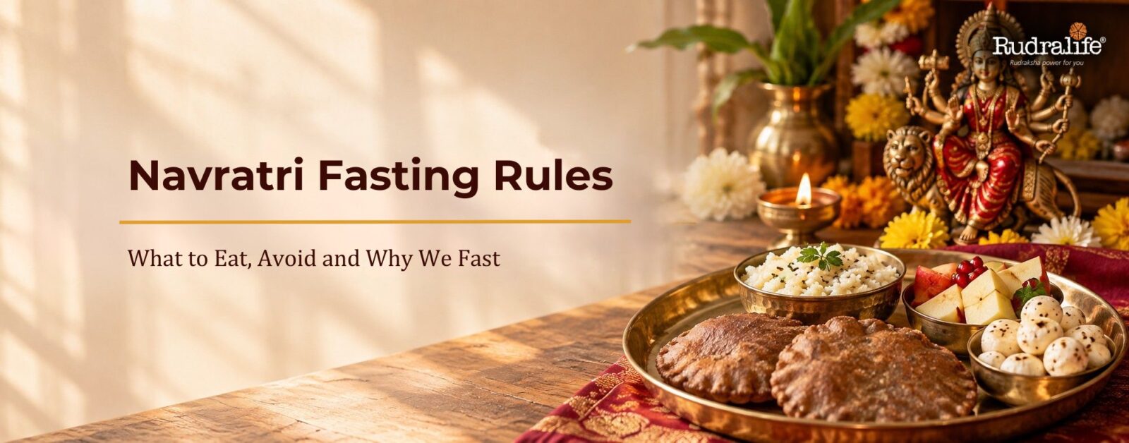 Navratri fasting rules vrat thali with kuttu puri, samak rice and fruit