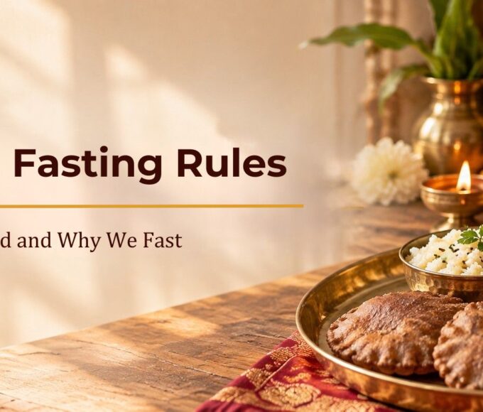 Navratri fasting rules vrat thali with kuttu puri, samak rice and fruit
