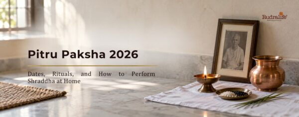 Shraddha setup with diya, kalash and ancestor's photograph for Pitru Paksha 2026