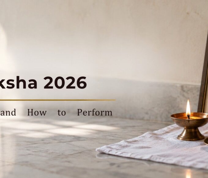 Shraddha setup with diya, kalash and ancestor's photograph for Pitru Paksha 2026