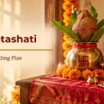 Durga Saptashati in 9 days Navratri reading plan featured header image with sacred book and Ghatasthapana Kalash
