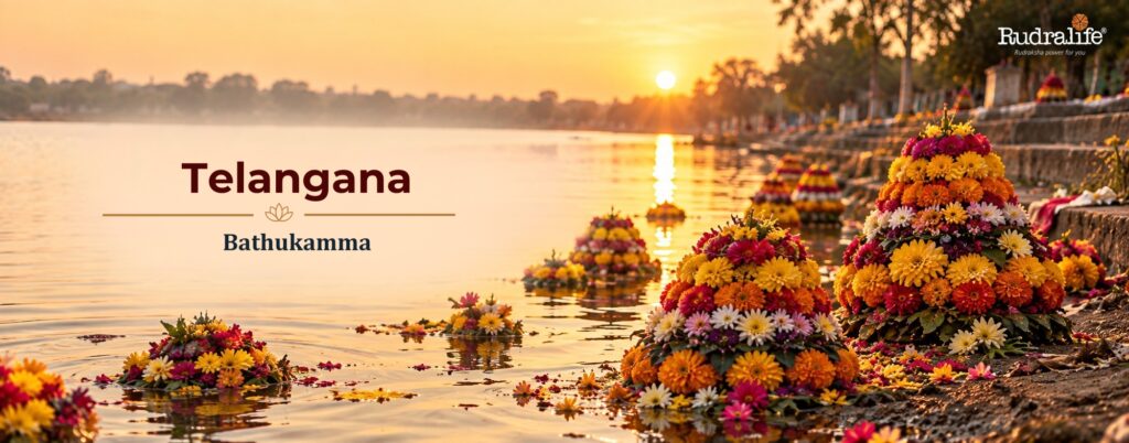 Bathukamma flower stacks floated at sunset, Navratri celebrations across India