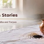 Shraddha setup with kalash, kusha grass and black sesame for Pitru Paksha stories