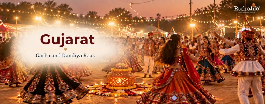 Garba dancers around a garbo, Navratri celebrations across India