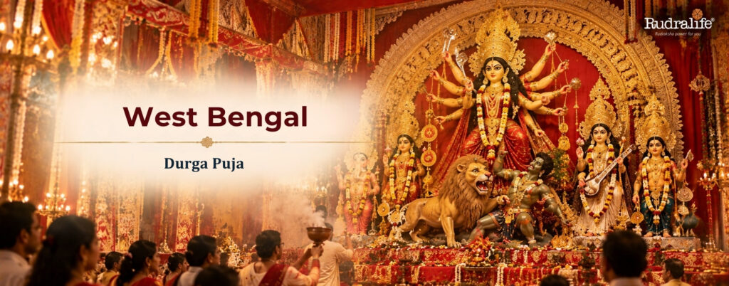 Durga Puja pandal idol, among the best known Navratri celebrations across India
