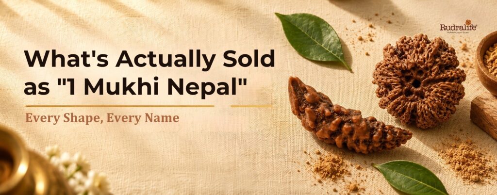 Fake Beads that are sold as 1 Mukhi Nepal in half-moon and round shapes