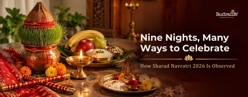 Kalash, puja thali and dandiya sticks for Sharad Navratri 2026