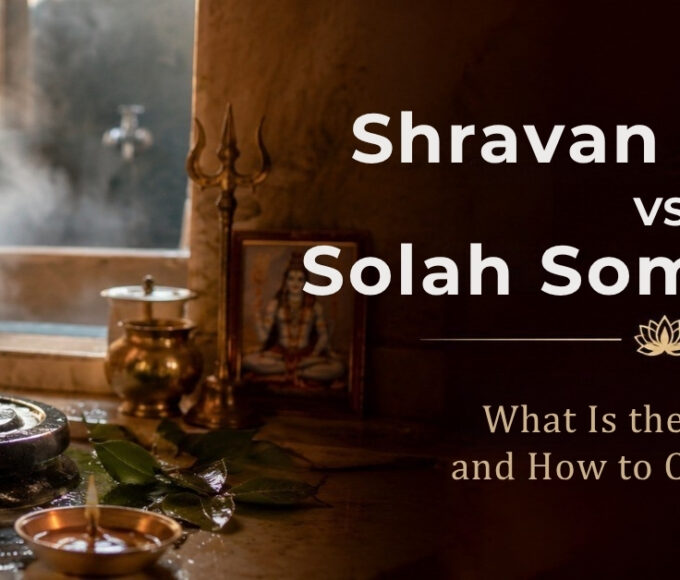 Jalabhishek offered to a Shivling with Bilva leaves during Solah Somvar Vrat