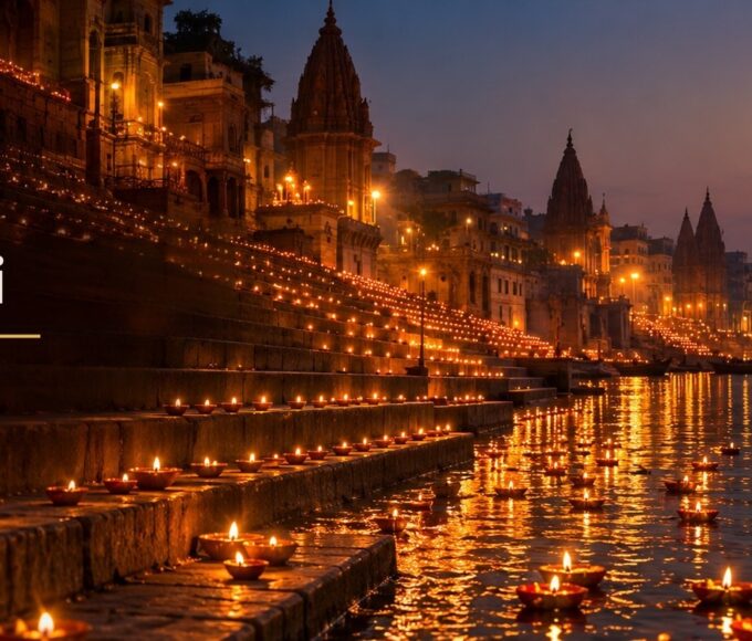 Dev Diwali 2026 on the Varanasi ghats, lakhs of diyas glowing along the Ganga under the Kartik full moon