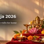 Lakshmi Puja 2026 altar with Ganesha and Lakshmi idols, diyas and kalash