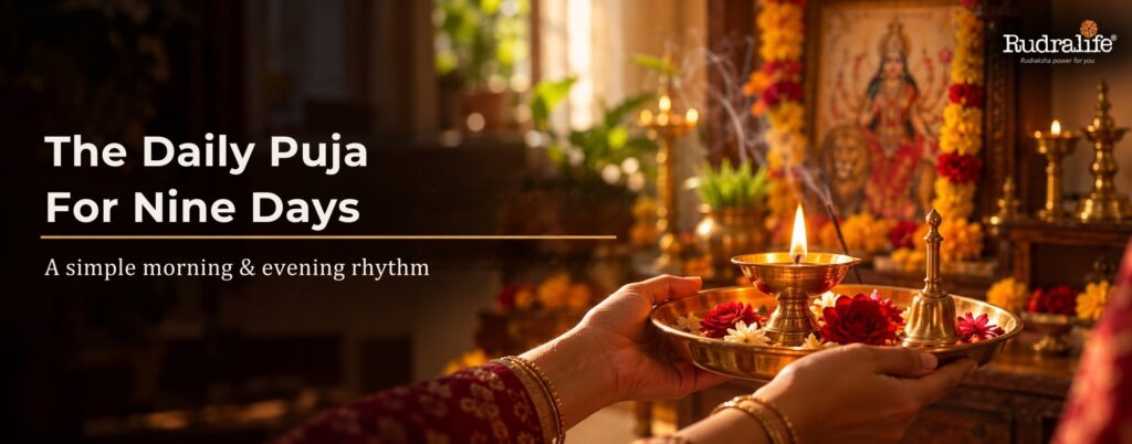 Aarti thali offered during the daily Navratri puja vidhi